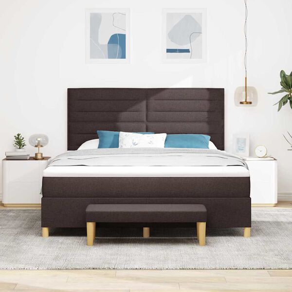 vidaXL Cama tipo Box Spring Marr&oacute;n Oscuro 180 x 200 cm tela