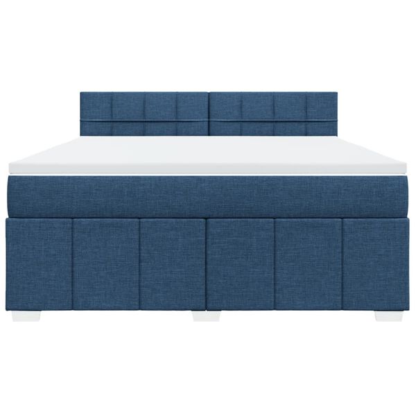 vidaXL Cama box spring con colch&oacute;n tela azul 180x200 cm