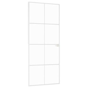 vidaXL Puerta de interior vidrio templado y aluminio blanco 83x201,5cm