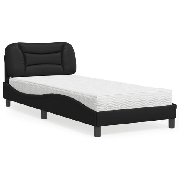 vidaXL Cama con colch&oacute;n Hvar cuero sint&eacute;tico negro 90x190 cm