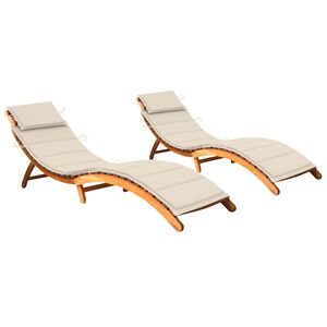 vidaXL Tumbonas 2 unidades con cojines madera maciza de acacia