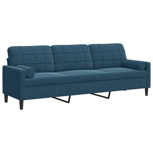 vidaXL Sof&aacute; de 3 plazas con cojines terciopelo azul 210 cm