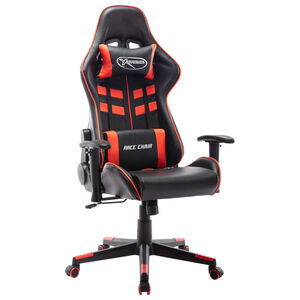 vidaXL Silla de gaming de cuero sint&eacute;tico negro y rojo