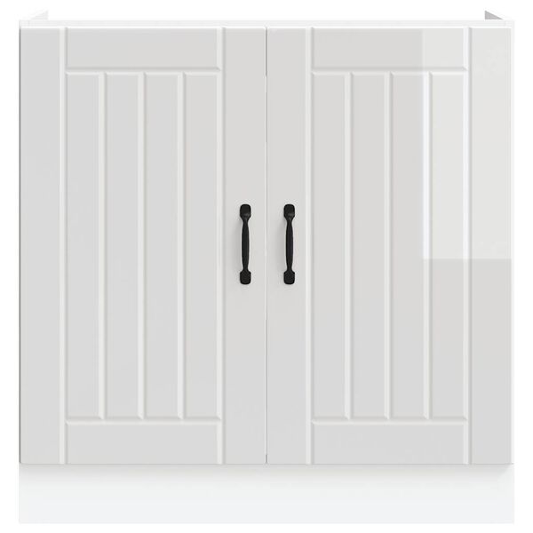 vidaXL Mueble bajo fregadero Lucca blanca de alto brillo