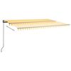 vidaXL Toldo autom&aacute;tico LED sensor de viento amarillo blanco 500x350cm