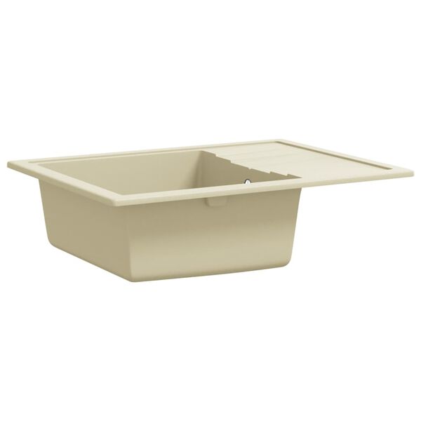 vidaXL Fregadero de cocina con rebosadero ovalado granito beige