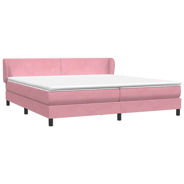 vidaXL Cama box spring con colchones terciopelo rosa 180x210 cm