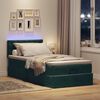 vidaXL Cama otomana con colch&oacute;n y LED terciopelo verde oscuro 90x200cm