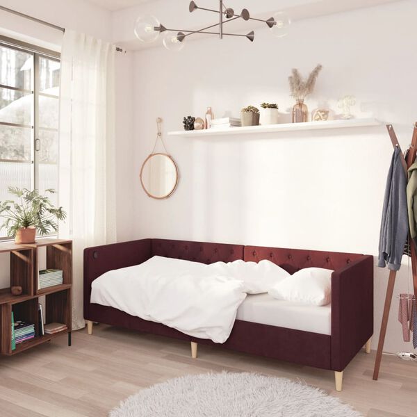 vidaXL Sof&aacute; cama con colch&oacute;n USB de tela morado 90x200 cm