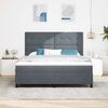 vidaXL Cama Box Spring LED con colch&oacute;n Gris oscuro 180 x 200 cm tela