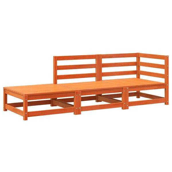 vidaXL Sofá de jardín con reposapiés 2 plazas madera pino marrón cera