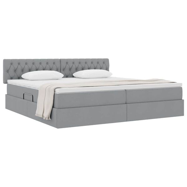vidaXL Cama con almacenamiento y colch&oacute;n Gris Claro 200 x 200 cm