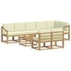 vidaXL Conjunto de sof&aacute;s de exterior 9 uds. Blanco y Crema Poli&eacute;ster