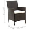 vidaXL Set de comedor jard&iacute;n 5 pzas y cojines rat&aacute;n sint&eacute;tico marr&oacute;n