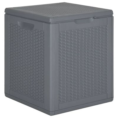 vidaXL Caja de almacenaje para jardín PP aspecto de ratán gris 90 L