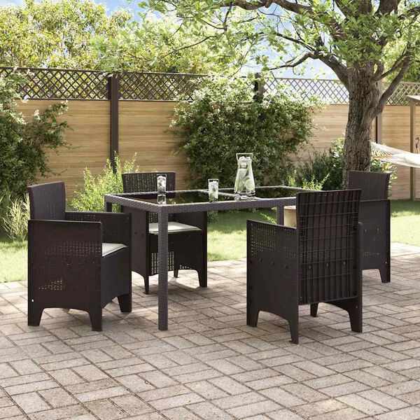 vidaXL Silla de Jard&iacute;n 4 pcs Marr&oacute;n 53 x 49 x 85 cm Polipropileno