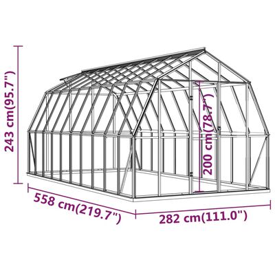 vidaXL Invernadero con estructura de aluminio gris antracita 15,74 m²