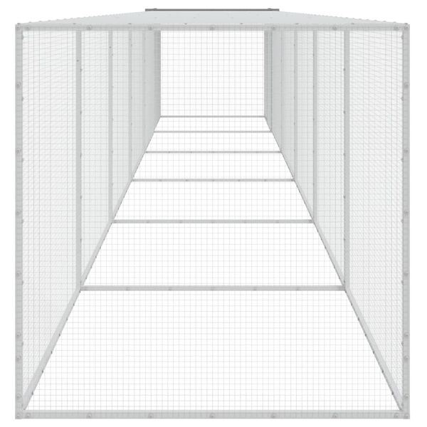 vidaXL Gallinero con techo acero galvanizado gris claro 603x98x90 cm