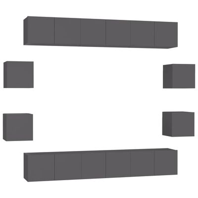 vidaXL Set de muebles de salón 10 piezas madera ingeniería gris