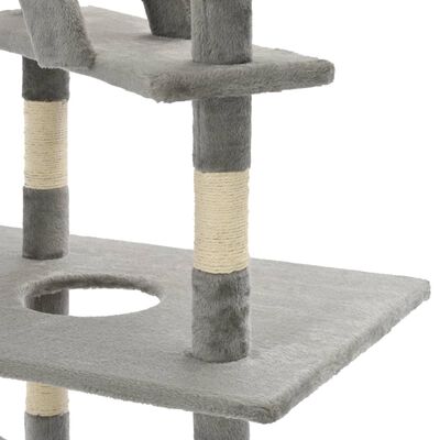 vidaXL Rascador para gatos con poste rascador de sisal 230-260 cm gris