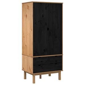 vidaXL Armario OTTA Negro 76,5 x 53 x 172 cm Madera de Pino Maciza