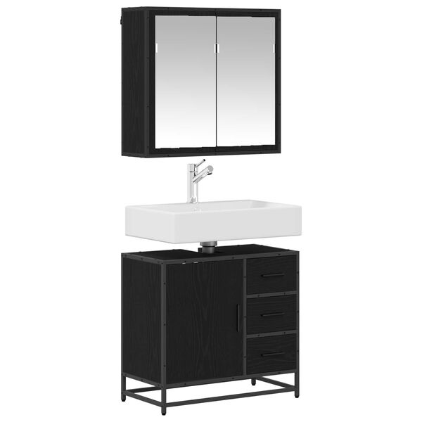 vidaXL Juego de muebles de ba&ntilde;o 2 pcs Roble negro Madera contrachapada