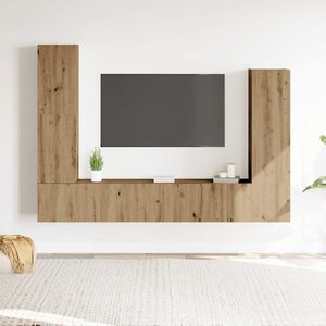 vidaXL Mueble para TV de pared madera contrachapada artesanal 4 piezas