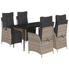 vidaXL Set comedor de jard&iacute;n 5 piezas con cojines rat&aacute;n sint&eacute;tico gris