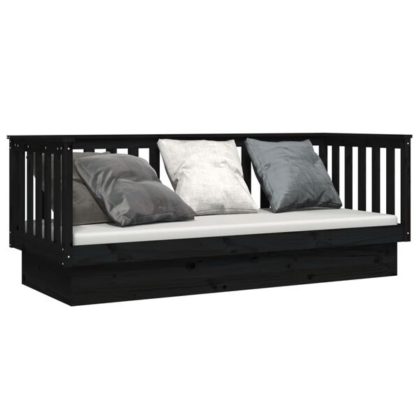 vidaXL Sof&aacute; cama madera maciza de pino negro 75x190 cm