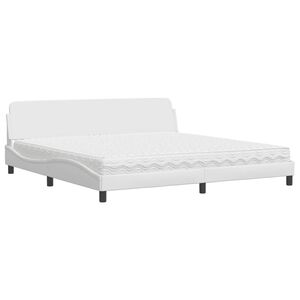 vidaXL Cama con colch&oacute;n Dover cuero sint&eacute;tico blanco 200x200 cm