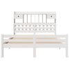 vidaXL Cama con estanter&iacute;a sin colch&oacute;n madera maciza blanca 150x200 cm