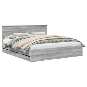 vidaXL Estructura de cama Gris Sonoma 200 x 200 cm Madera Ingenieril