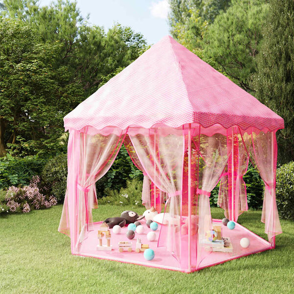 vidaXL Carpa de juegos de princesa con 250 bolas rosa 133x140 cm