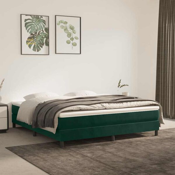 vidaXL Estructura Estructura de cama con somier terciopelo verde oscuro 160x200 cm