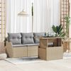 vidaXL Conjunto de sof&aacute; de jard&iacute;n 5 pcs Beige Rattan de Poli&eacute;ster
