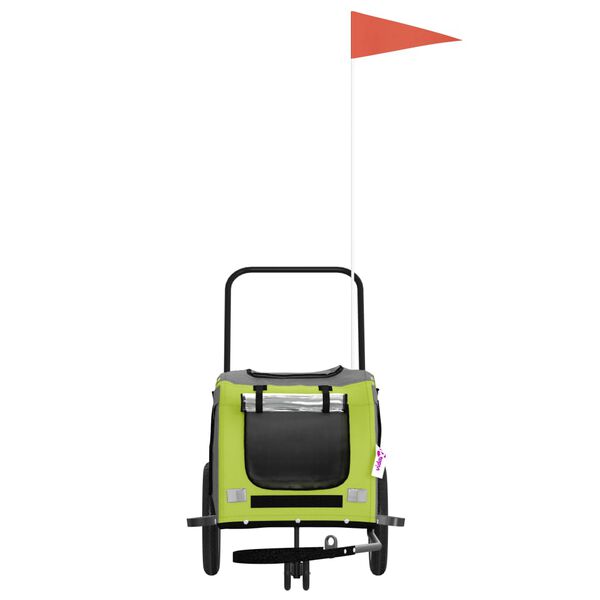 vidaXL Remolque de bicicleta mascotas hierro tela Oxford verde negro