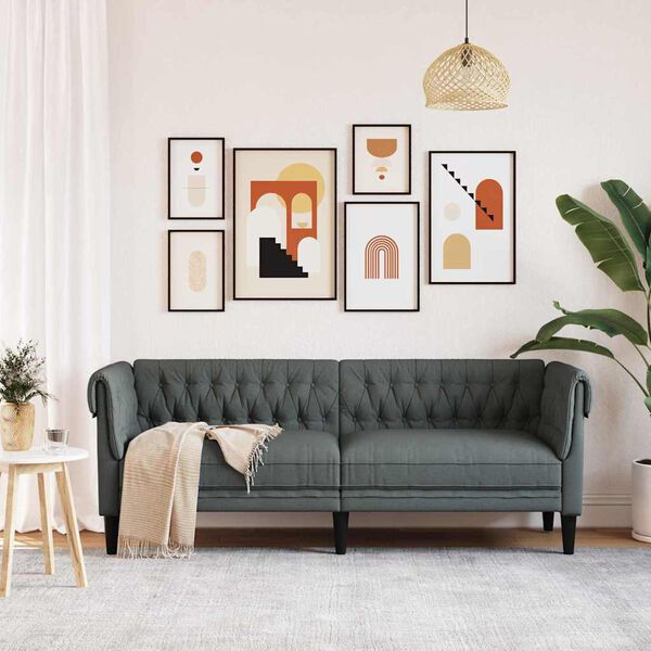 vidaXL Sof&aacute; Gris oscuro 201,5 x 74,5 x 74,5 cm Poli&eacute;ster