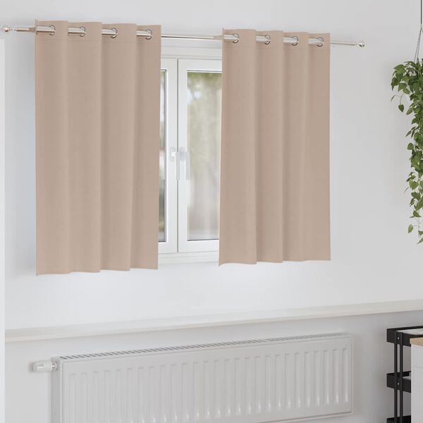 vidaXL Cortinas Opacas con Anillas 2 pcs Taup&eacute; 140 x 140 cm Poli&eacute;ster