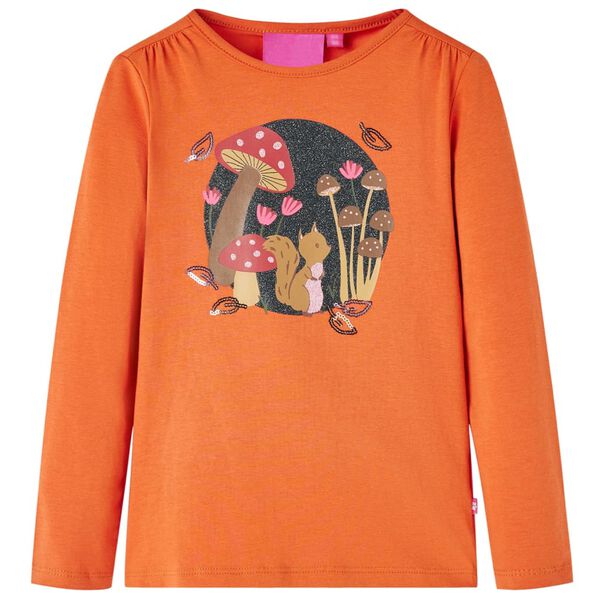 Camiseta infantil de manga larga naranja tostado 92