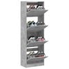 vidaXL Mueble zapatero 4 cajones abatibles gris hormig&oacute;n 60x34x187,5cm
