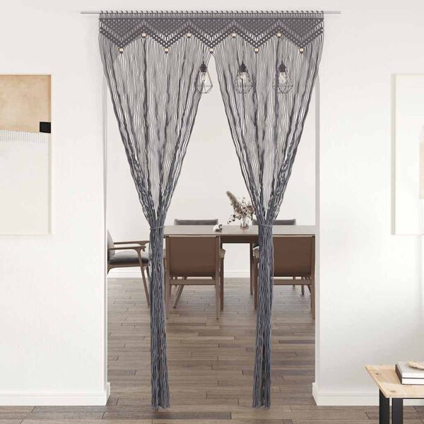 vidaXL Cortina de macramé algodón gris antracita 140x240 cm