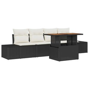 vidaXL Conjunto de Comedor de Jard&iacute;n con coj&iacute;n 5 pcs Negro y crema