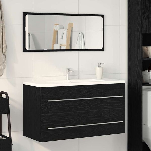 vidaXL Gabinete para Lavabo con cajón Roble Negro 90 x 45 x 1.5 cm