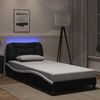 vidaXL Estructura de cama con LED sin colch&oacute;n Hvar negro y blanco 90x190cm