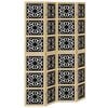 vidaXL Biombo separador 4 paneles madera maciza Paulownia marr&oacute;n negro