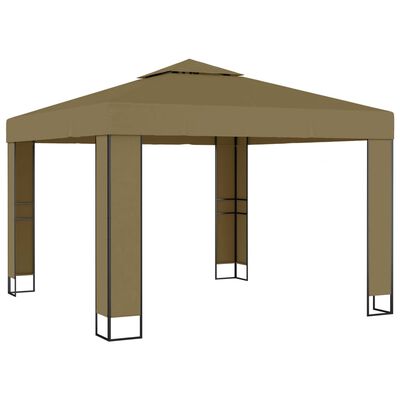 vidaXL Cenador con doble techo gris taupe 3x3x2,7 m 180 g/m²