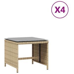 vidaXL Taburetes jard&iacute;n cojines 4 uds rat&aacute;n PE beige mezcla 41x41x36cm