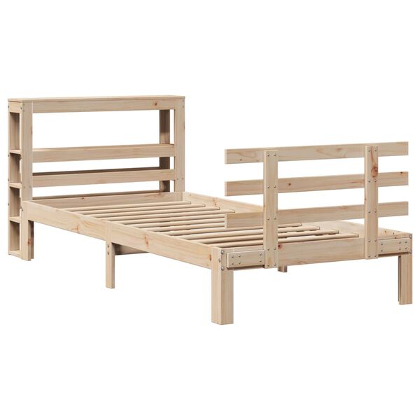 vidaXL Estructura de cama con cabecero madera maciza pino 90x190 cm
