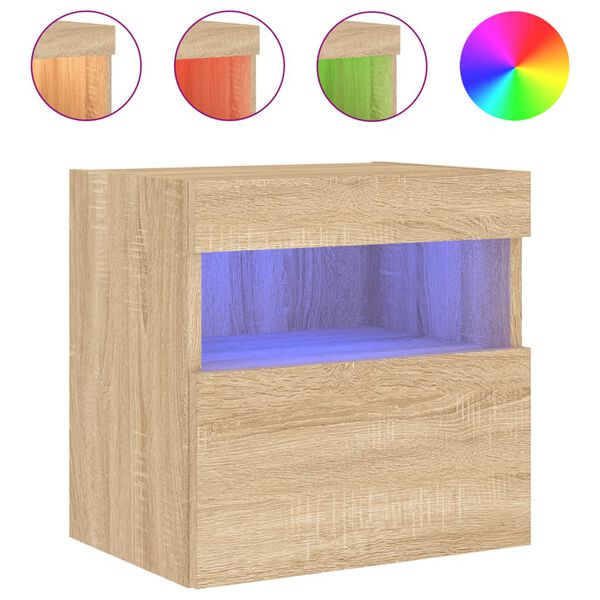 vidaXL Mueble de TV de pared con luces LED roble Sonoma 40x30x40 cm