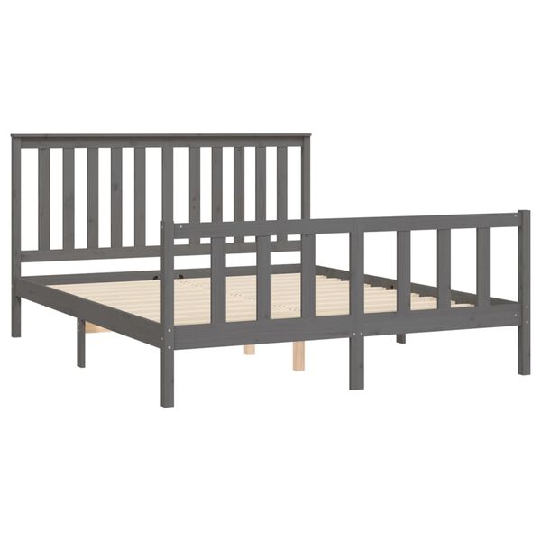 vidaXL Estructura de cama doble sin colch&oacute;n madera maciza gris